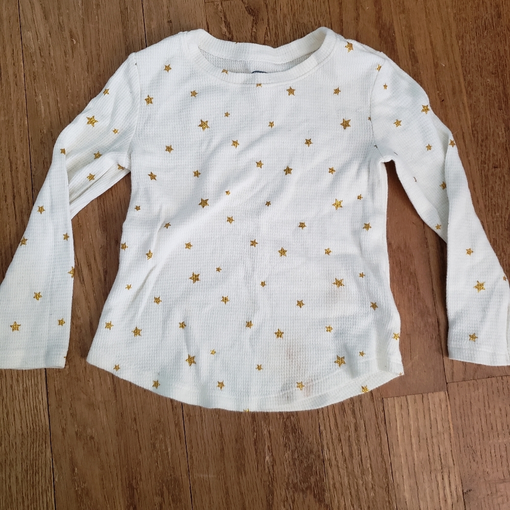 Cream with Gold Stars Thermal Long Sleeve Shirt